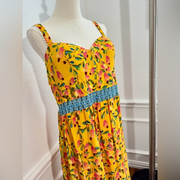 FARM RIO 🍌 Anthropologie Tropical Anjou Cashew Yellow Layered Maxi Dress NWT - Picture 10 of 17